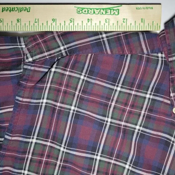 Tommy Hilfiger Mens Purple White Green Plaid Long Sleeve Button Up Shirt Size XL - Picture 8 of 12